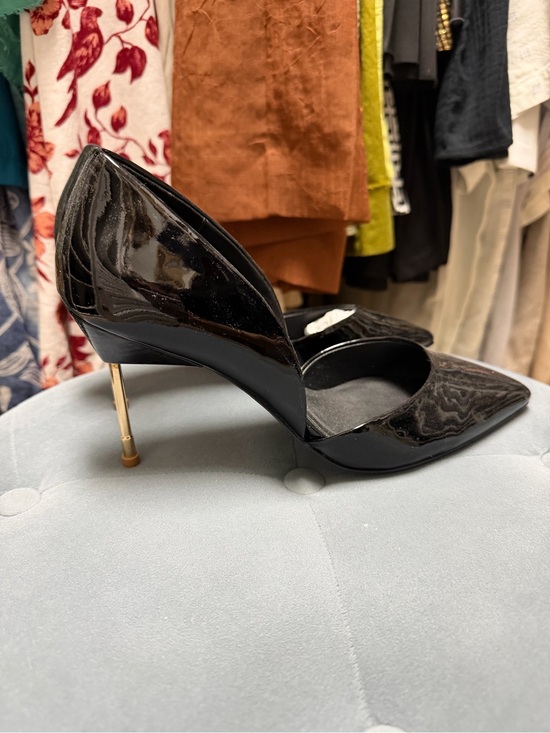 Kurt Geiger Shoes - Kurt Geiger Black Patent Pointed-Toe Stiletto with Gold Heel
